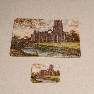 Scenic Abbey Design Table Setting With Matching Coaster Make In UK CLOVER LEAF